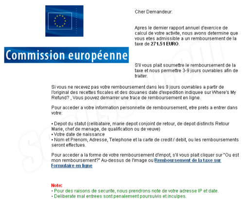 Phishing Commission Europenne