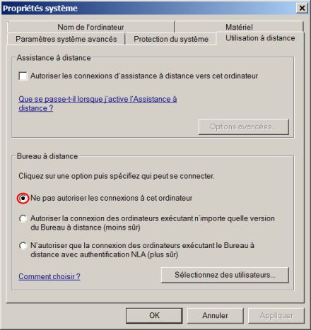 Dsactiver RDP (Windows 7)
