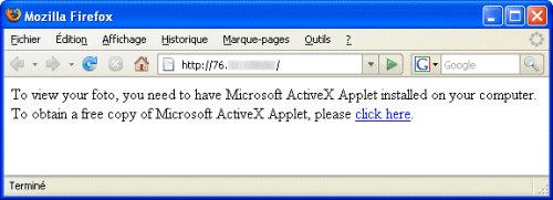 To view your foto, you need to have Microsoft ActiveX Applet installed on your computer. To obtain a free copy of Microsoft ActiveX Applet, please click here.