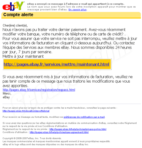 Phishing eBay.fr