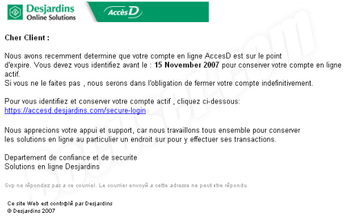 Phishing Desjardins