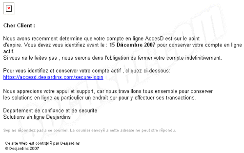 Phishing Desjardins