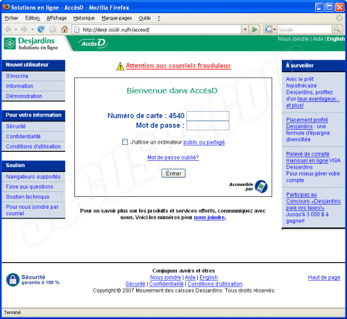 Phishing Desjardins