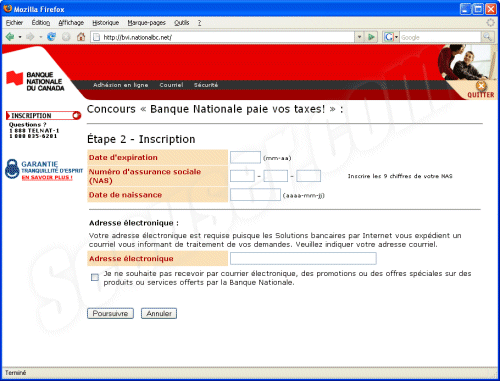 Phishing Banque Nationale du Canada