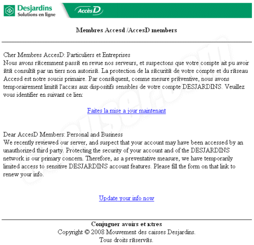 Phishing Desjardins