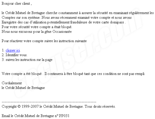 Phishing Crédit Mutuel de Bretagne