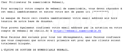 Phishing Chello Numericable