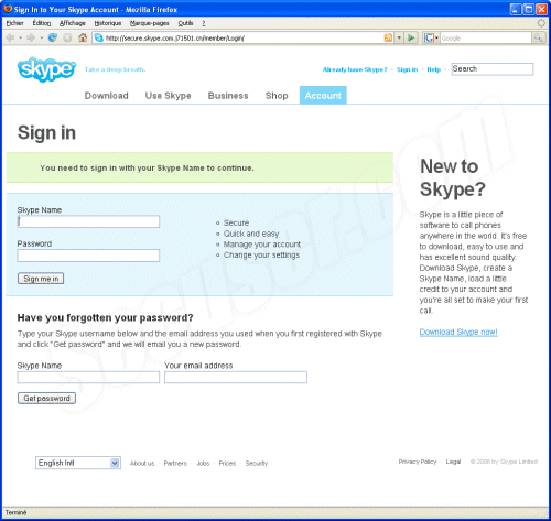 Phishing Skype