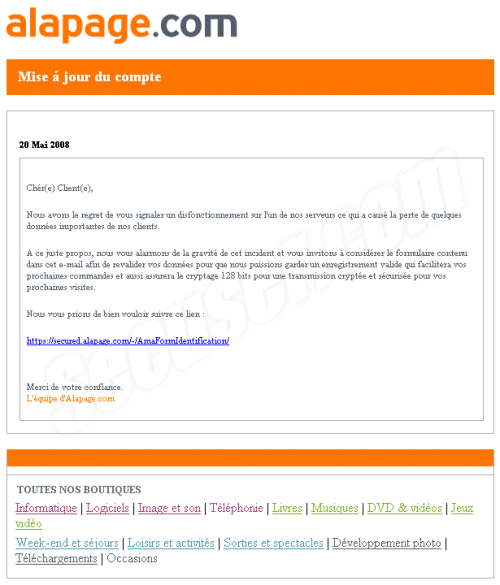 Phishing Alapage