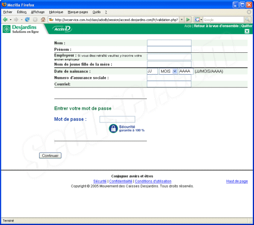 Phishing Desjardins