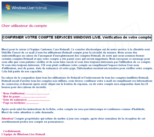 Phishing Windows Live Hotmail