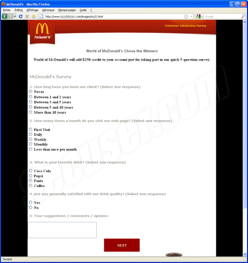 Phishing Mc Donald's