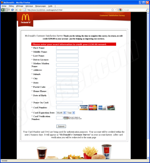 Phishing Mc Donald's